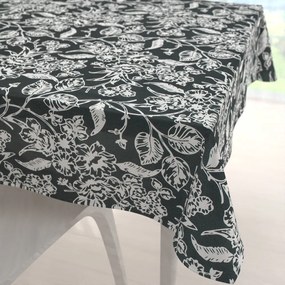 Biante Dekoračný štvorcový obrus PML-105 Biele kvety na čiernom 50x50 cm
