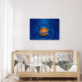 Sklenený obraz - pomaranč vo vode (70x50 cm)