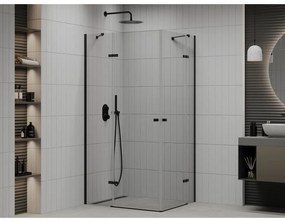 Mexen Roma Duo, sprchovací kút 90 (dvere) x 80 (dvere) cm, 6mm číre sklo, čierny profil, 854-090-080-70-00-02
