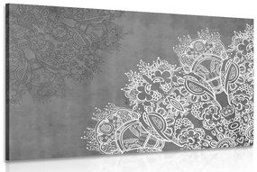Obraz prvky kvetinovej Mandaly v čiernobielom prevedení Varianta: 120x80