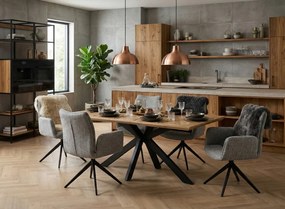 Otočná jedálenská stolička s podrúčkami Kassandra, holubia šedá tkanina