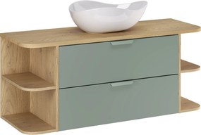 Comad Kúpeľňová skrinka s doskovým umývadlom Aster Green 120 zelená/dub cremona