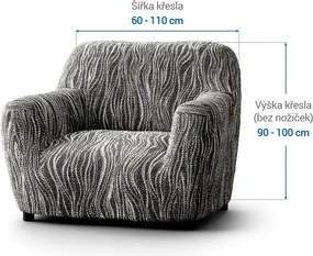 Bielastické poťahy UNIVERSO NOVÉ žíhané čiernobiele kreslo (š. 60 - 110 cm)