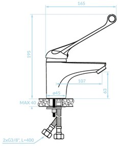Kuchinox Madera, umývadlová batéria h-118 s lekárskou pákou, chrómová, LAV-BQM_02MD