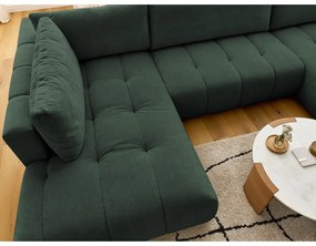 Zelená rozkladacia/s úložným priestorom rohová pohovka (ľavý roh/do tvaru "U") Fuji – Bobochic Paris