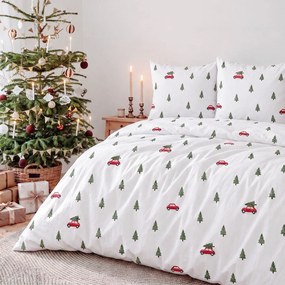 Goldea vianočné bavlnené posteľné obliečky - cesta pre stromček 240 x 220 a 2ks 70 x 90 cm