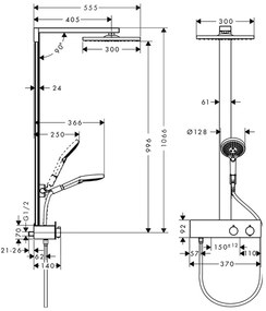Hansgrohe Raindance E, Showerpipe 300 1jet s termostatom ShowerTablet 350, chrómová, HAN-27361000