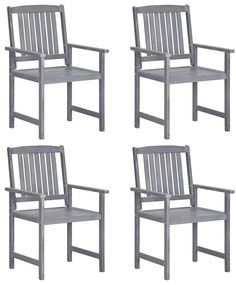 Záhradné stoličky 4 ks, akáciový masív, sivé