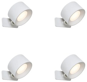 Sada 4 moderných nástenných a stropných svietidiel bielej farby vrátane LED nabíjateľných - Bright