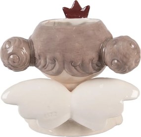 Béžový keramický obal na kvetináč anjel - 17*14*17 cm