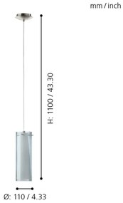 EGLO 90304 - Luster závesný PINTO NERO 1 x E27/60W dymová