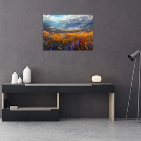 Sklenený obraz - Maľovaná horská krajina II. (70x50 cm)