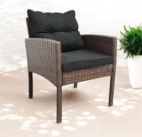 Záhradné kreslo z technoratanu SFS078-SC - hnedé + sivé vankúše