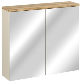 Závesná skrinka s zrkadlom Bali 84-80-2D kašmír/dub wotan