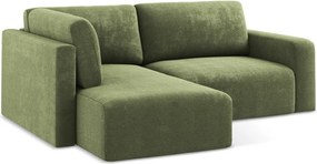 Zelená ženilková rozkladacia/s úložným priestorom rohová pohovka (ľavý roh/do L) Kona – Makamii