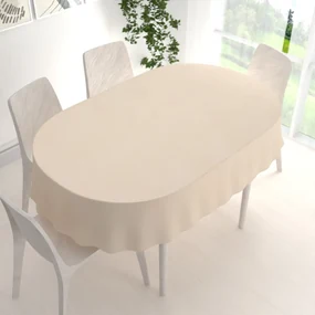 Biante Teflónový oválny obrus TF-002 Svetlo béžový 140x160 cm