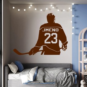 Veselá Stena Samolepka Hokejista s menom Farba: hnědá, Veľkosť: 60 x 46 cm
