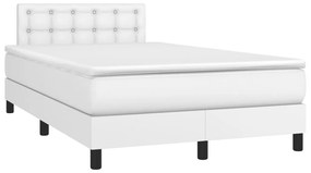Boxspring posteľ s matracom a LED, biela 120x190 cm, umelá koža 3270136