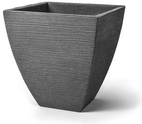 Ryhovaný kvetináč 40 x 40 x H 42 cm sivý
