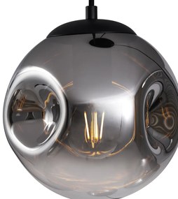 Art Deco závesná lampa čierna so sklom Smoke 3-Lights - Douglass