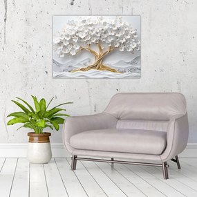 Obraz – 3D elegantný strom života plný kvetov (70x50 cm)