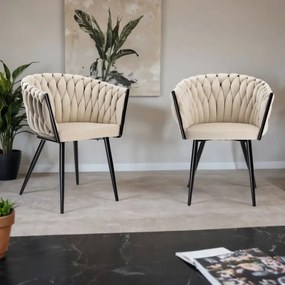 Jedálenská stolička COFTON zamatová, čierna / béžová