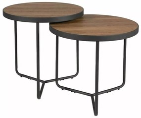 Odkladacie stolíky PENELOPE sada 2 ks Ø 50 cm, dekor orech