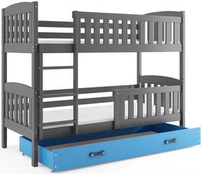 Poschodová posteľ KUBO - 190x80cm - Grafitová - Modrá