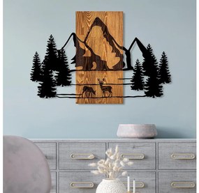 Asir Nástenná dekorácia 88x57 cm hory drevo/kov AS1679