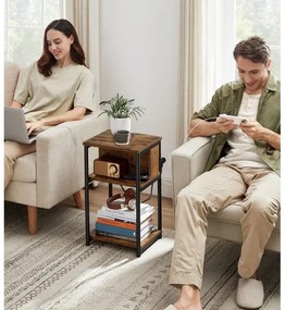 Odkladací stolík s vstavanými zásuvkami a USB portami ROD hnedá/čierna