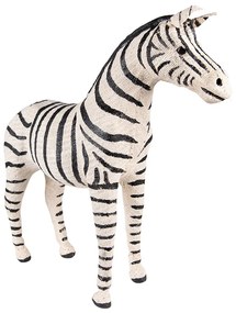 Bielo-čierna antik dekorácia socha zebra L - 46*13*44 cm