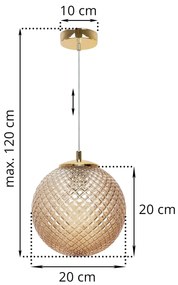 Závesne svietidlo Cannes, 1x medové sklenené tienidlo (fi 20 cm), G
