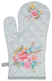 Zelená bavlnená chňapka - rukavice s kvetmi Cheerful Birdie - 18 * 30 cm