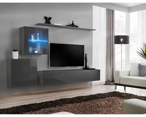 Obývacia stena Switch Sklo +LED XV Grafit