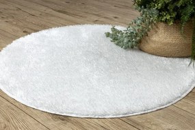 Kúpeľňový koberček SYNERGY glamour / lurex, biely kruh