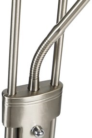 Oceľová stojaca lampa s lampou na čítanie vrátane stmievateľného LED v Kelvinoch - Diva