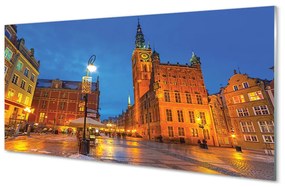 Nástenný panel  Gdańsk Staré Mesto v noci kostol 140x70 cm
