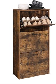 Botník s 3 výklopnými dvierkami, skrinka na topánky, rustikálna hnedá