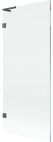 Mexen, Mexen Lunar L 1-krídlová vaňová zástena 80 x 150 cm, transparentná, pištoľovo šedá kartáčovaná - 897L-080-000-66-00