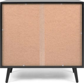 Zásuvková komoda Vienna, čierna/výplet