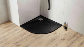 Besco Štvrťkruhová sprchová vanička z SMC kompozitu VEXO BLACK HR 90x90 BESCO-Rozmery: 90x90