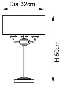 Endon 99149 - Stolná lampa HIGHCLERE 3xE14/18W/230V šedá/lesklý chróm