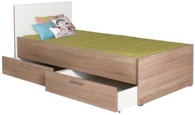 Jednolôžková posteľ 90 cm Vobima 2 (dub sonoma + biela) (s roštom) (s úlož. priestorom). Vlastná spoľahlivá doprava až k Vám domov. 1094834