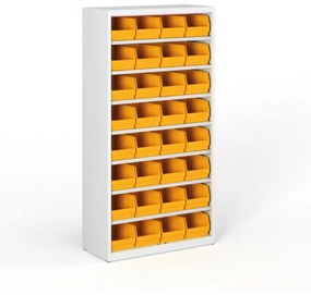 Regál s plastovými boxmi BASIC so zadnou stenou - 1800 x 400 x 920 mm, 32x box C