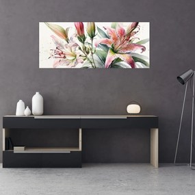 Obraz - Ľalia, ilustrácie (120x50 cm)