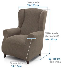 Super strečové poťahy HARMONIA oriešková kreslo ušiák (š. 70 - 100 cm)