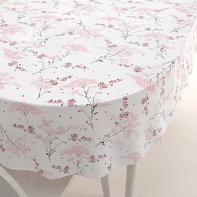 Biante Bavlnený oválny obrus Sandra SA-088 Vínovo-ružové lúčne kvety na bielom 140x220 cm