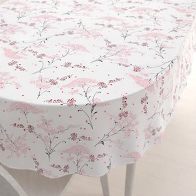 Biante Bavlnený oválny obrus Sandra SA-088 Vínovo-ružové lúčne kvety na bielom 140x220 cm