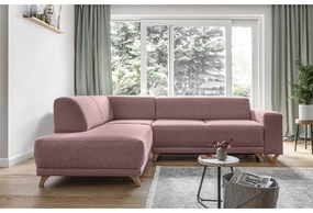 Ružová rozkladacia/s úložným priestorom rohová pohovka (ľavý roh/do L) Classy Sophie – Miuform