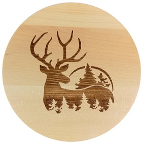 AMADEA Drevená servírovacia doska - podnos jeleň, masívne drevo, 25 cm